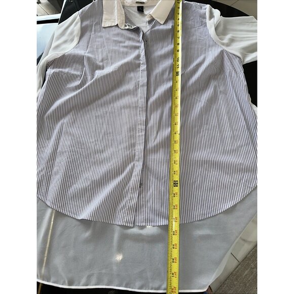 Chicos Black Label Womens Long Sleeve Striped Button-Up Shirt With White Collar - Picture 10 of 12